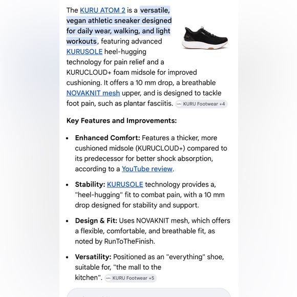 NEW KURU Atom 2 Black Sneakers Size 9.5 - Picture 9 of 9